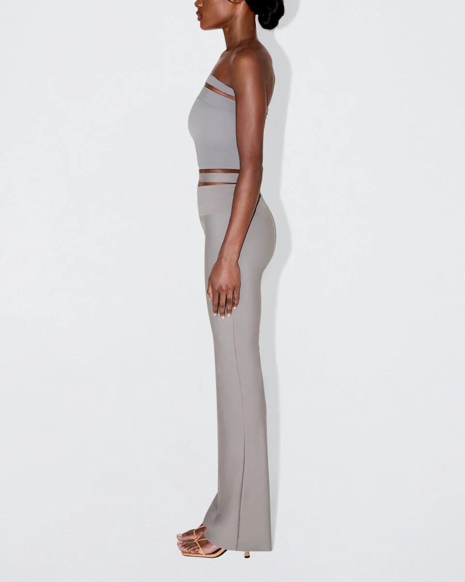 Sleek Stretch Cutout Foldover Pant | Steel Grey - Image 3