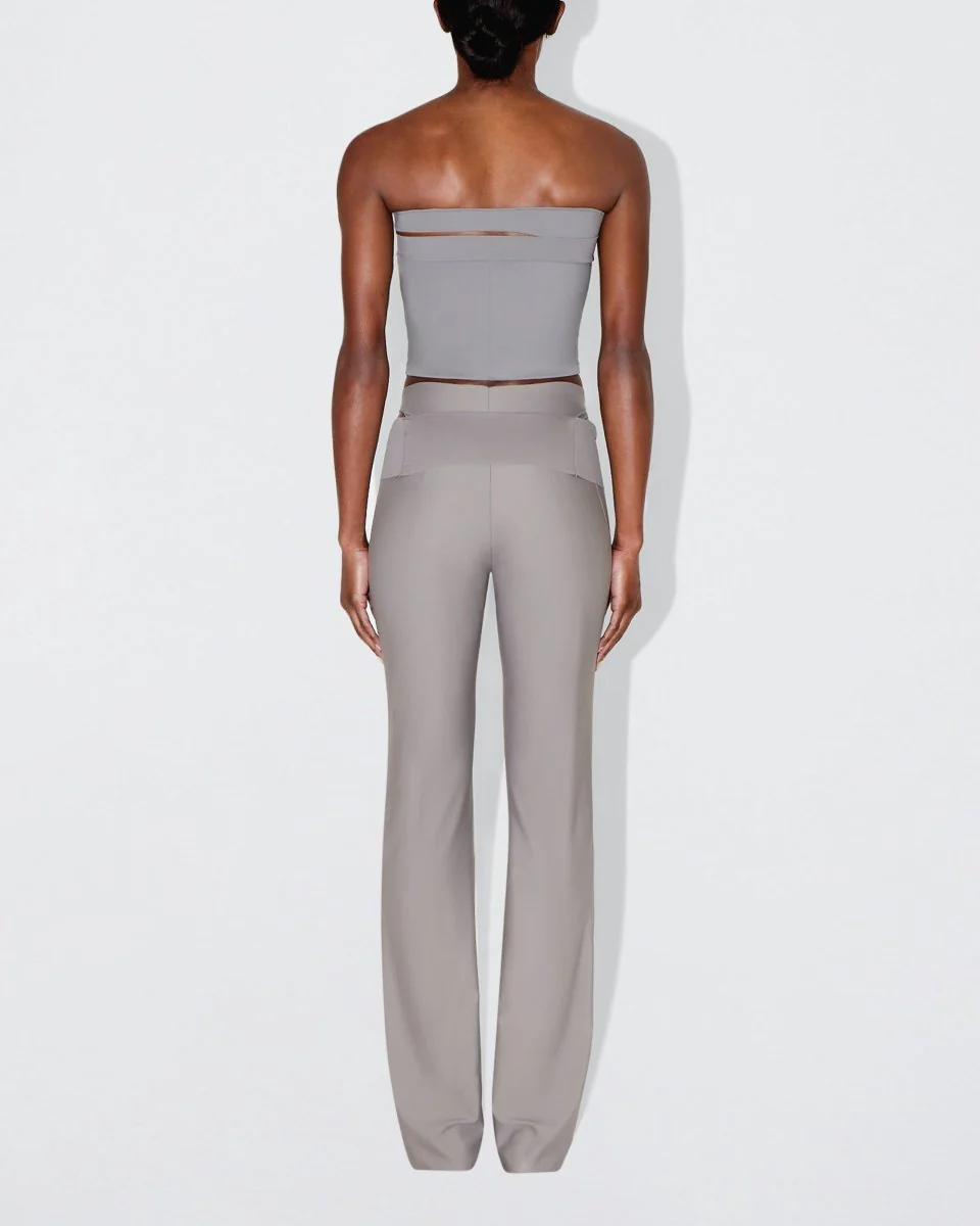 Sleek Stretch Cutout Foldover Pant | Steel Grey - Image 4