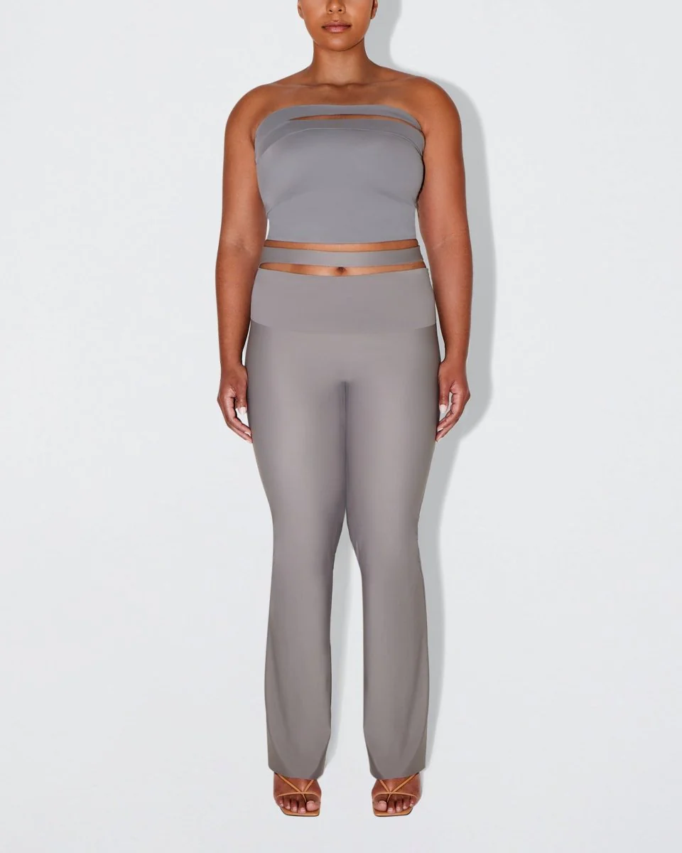 Sleek Stretch Cutout Foldover Pant | Steel Grey - Image 5
