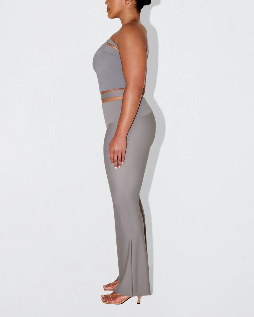 Sleek Stretch Cutout Foldover Pant | Steel Grey - Image 6