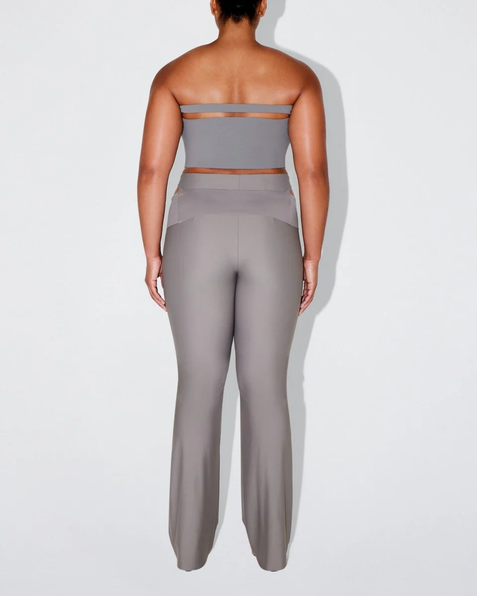 Sleek Stretch Cutout Foldover Pant | Steel Grey - Image 7
