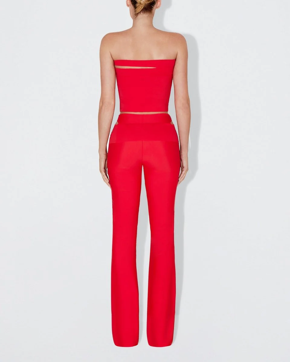 Sleek Stretch Cutout Foldover Pant | Tomato - Image 4
