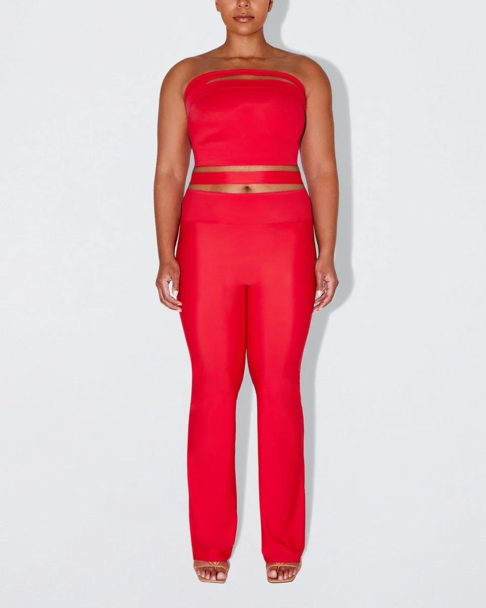 Sleek Stretch Cutout Foldover Pant | Tomato - Image 5