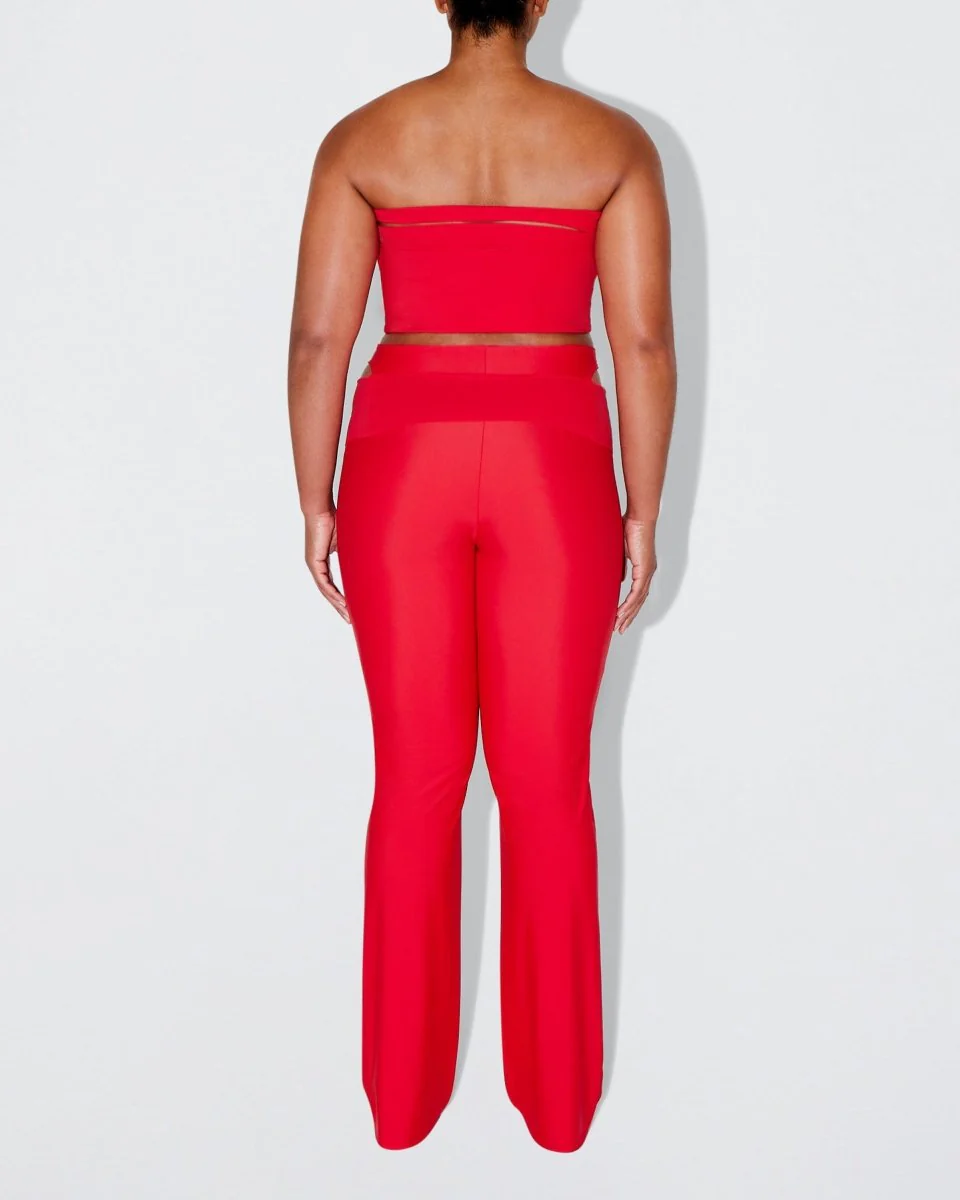 Sleek Stretch Cutout Foldover Pant | Tomato - Image 6