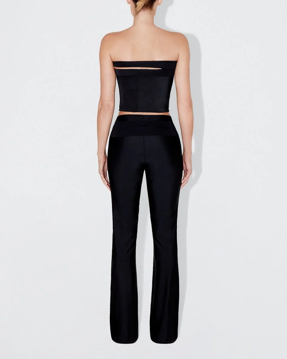 Sleek Stretch Cutout Foldover Pant | Black - Image 4