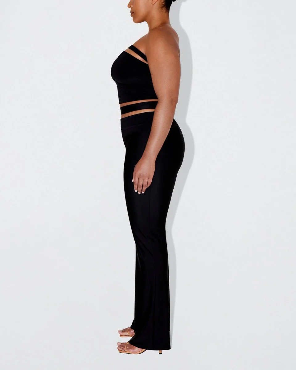 Sleek Stretch Cutout Foldover Pant | Black - Image 6