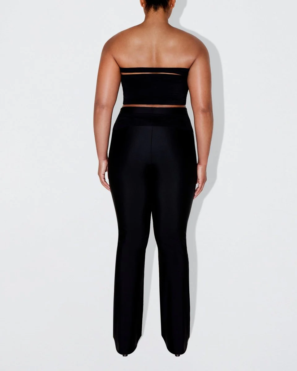 Sleek Stretch Cutout Foldover Pant | Black - Image 7