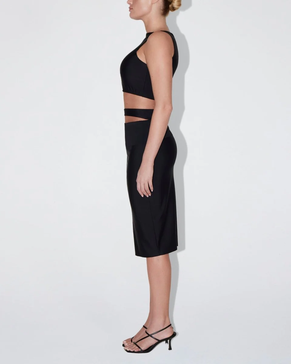 Sleek Stretch Cutout Skirt | Black - Image 4