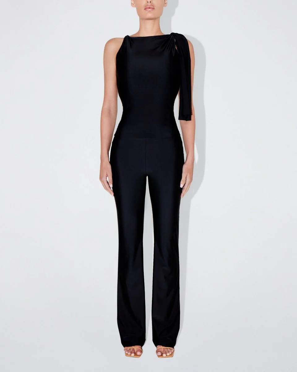 Sleek Stretch Knotted Top | Black - Image 3