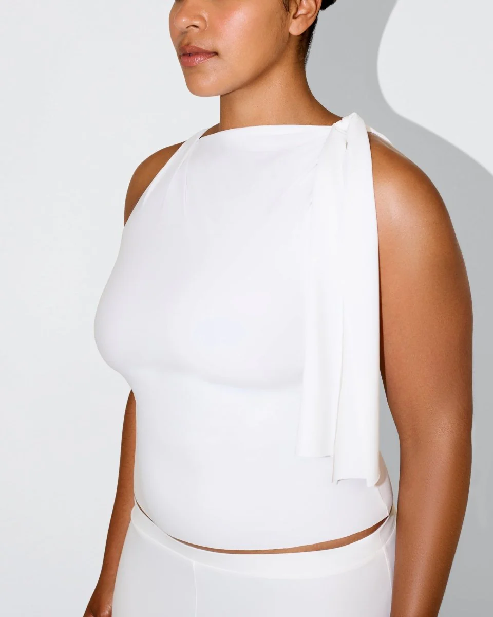 Sleek Stretch Knotted Top | Bright White - Image 13