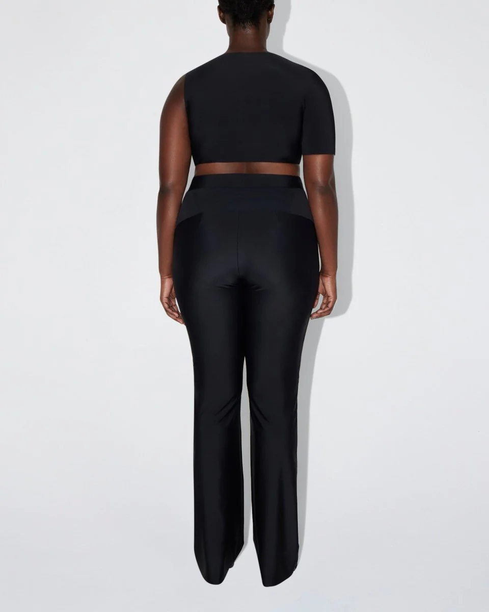 Sleek Stretch Micro One Shoulder Top | Black - Image 9