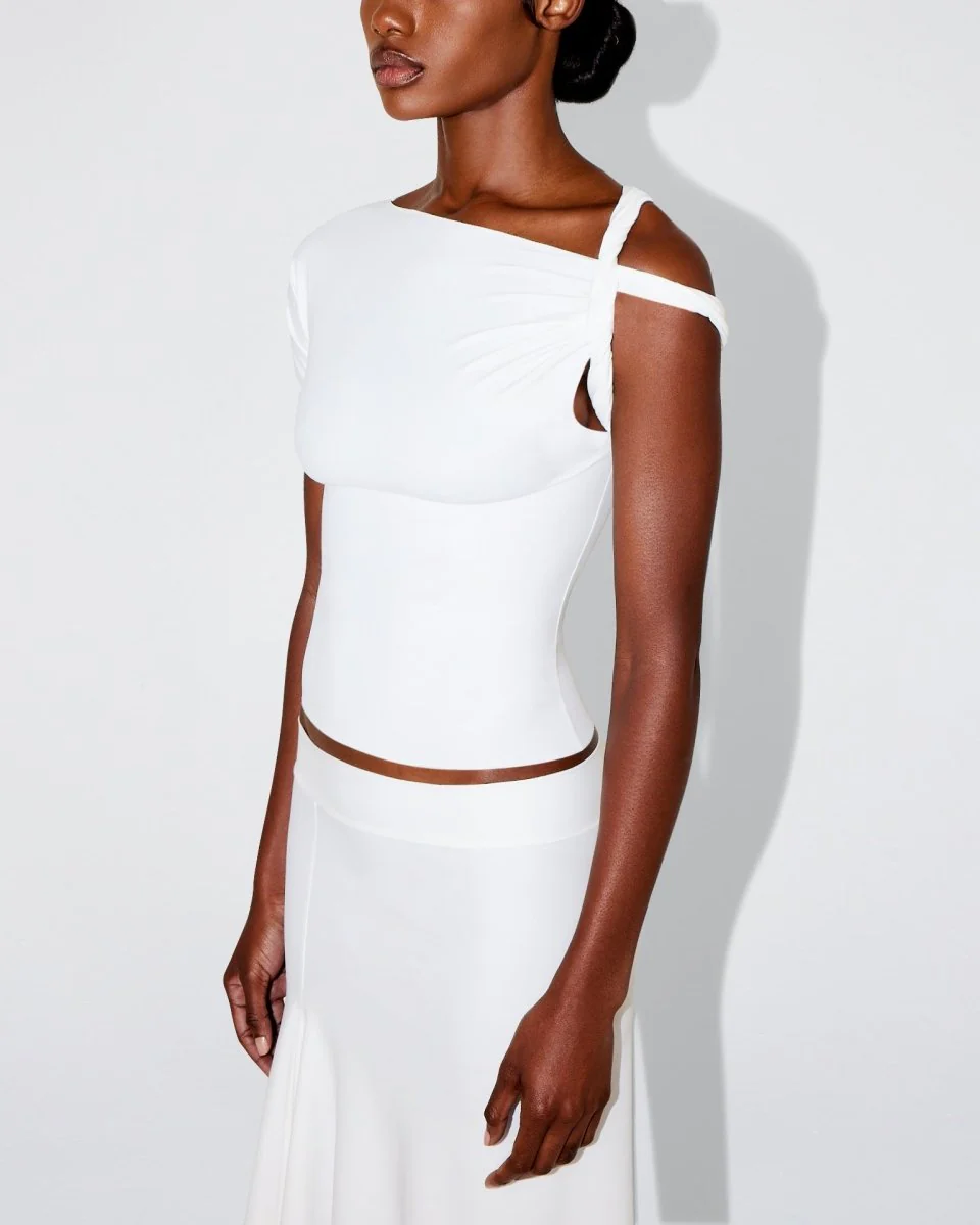 Sleek Stretch Twisted Top | Bright White - Image 6