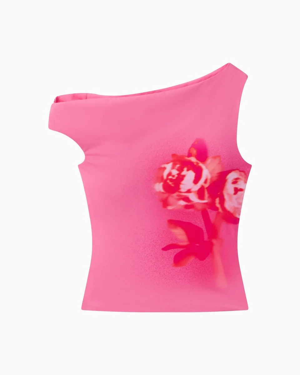 Smooth Stretch Asymmetrical Top | Pink Peony - Image 2