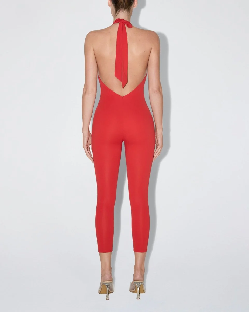 Smooth Stretch Capri Catsuit | Cherry - Image 5