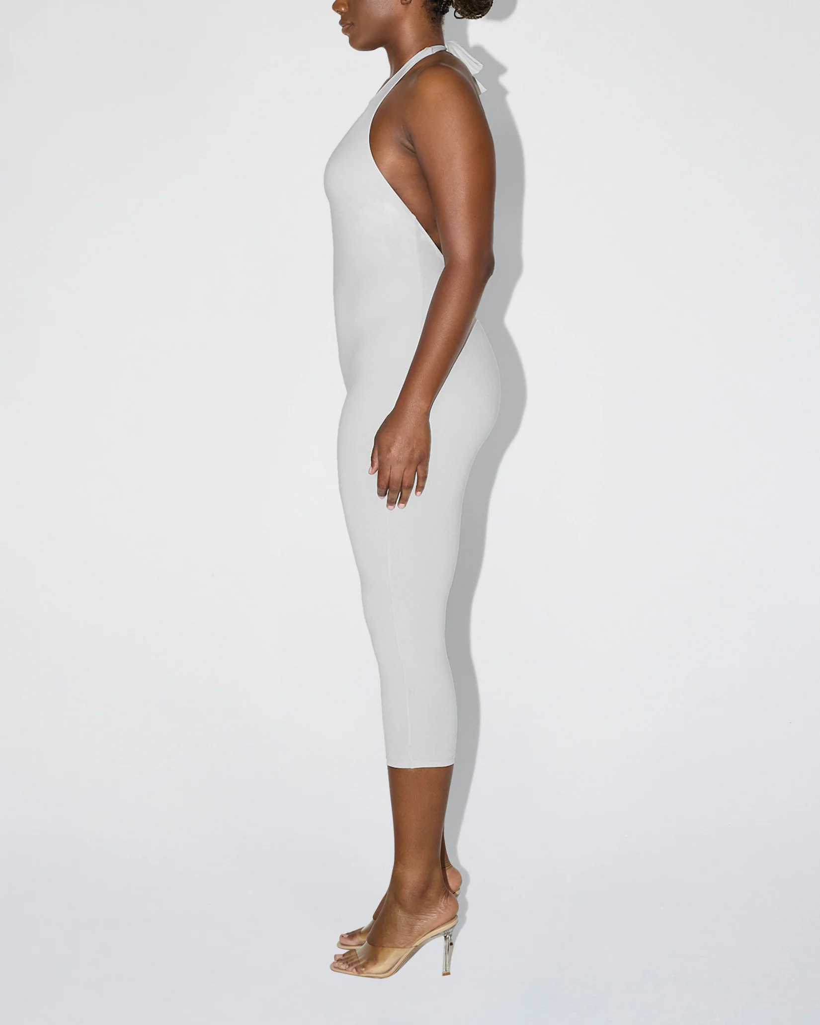 Smooth Stretch Capri Catsuit | Light Grey - Image 4