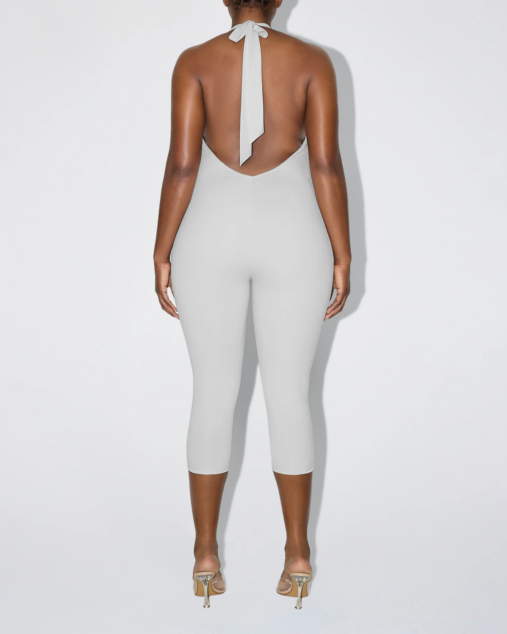 Smooth Stretch Capri Catsuit | Light Grey - Image 5