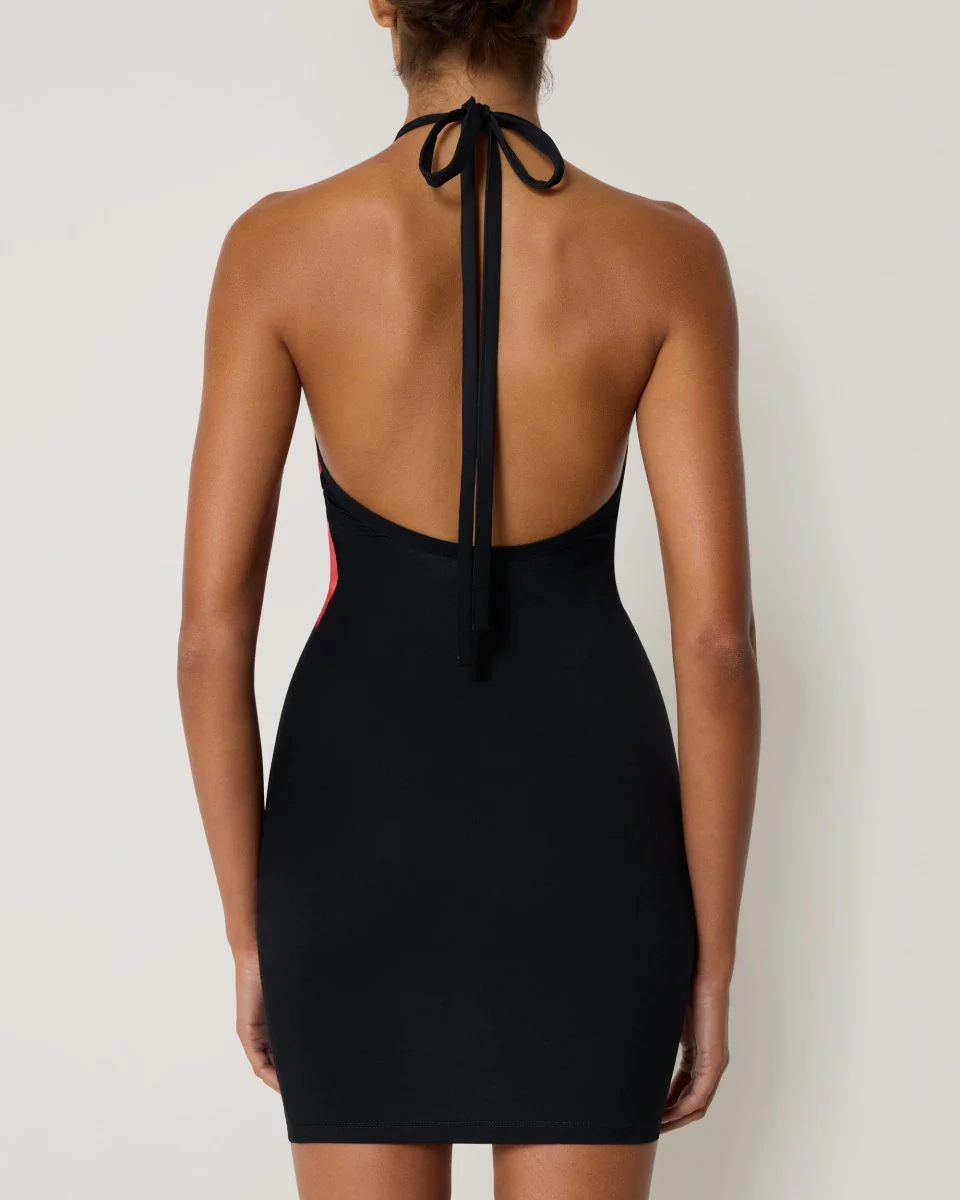 Smooth Stretch Halter Mini Dress | Black Peony - Image 7