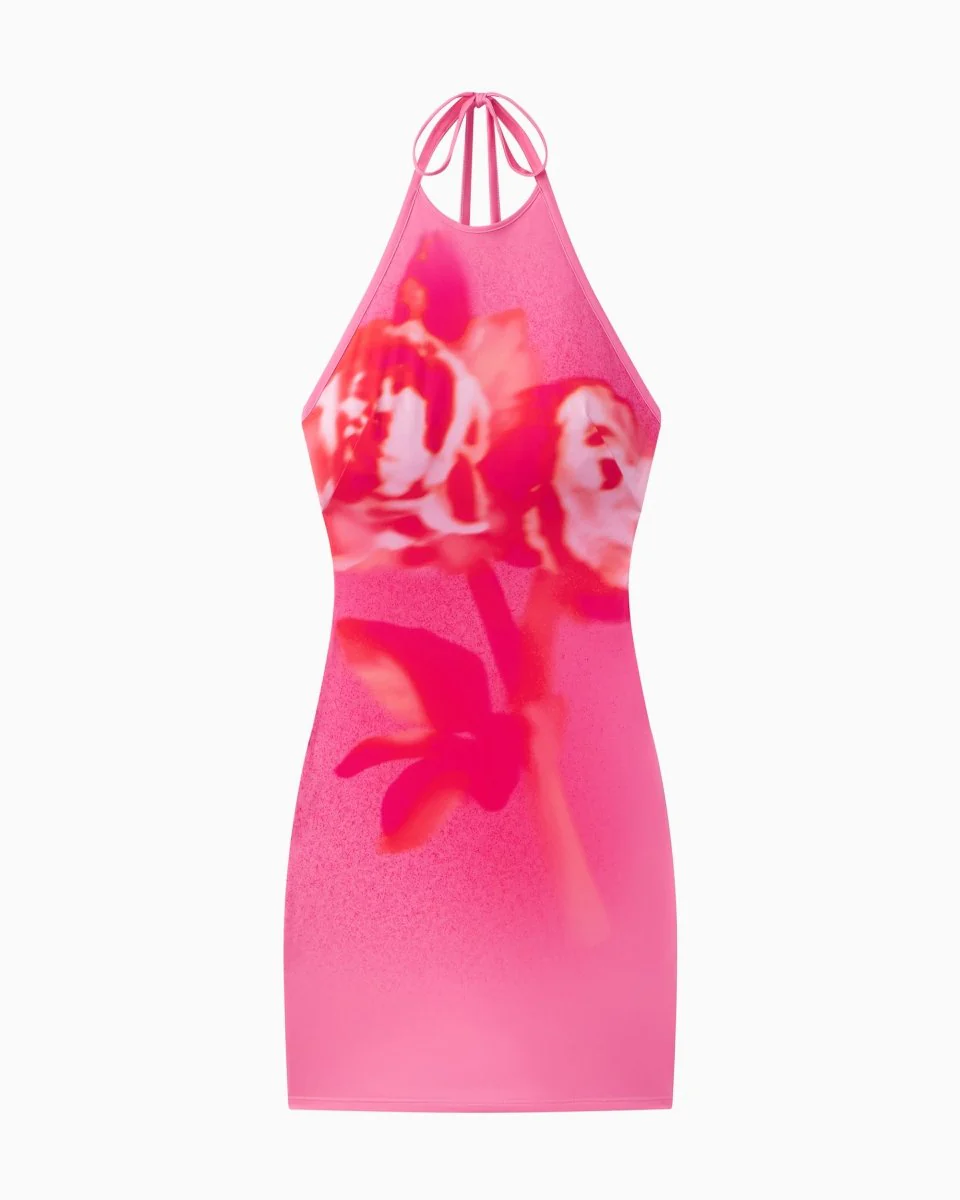 Smooth Stretch Halter Mini Dress | Pink Peony - Image 2