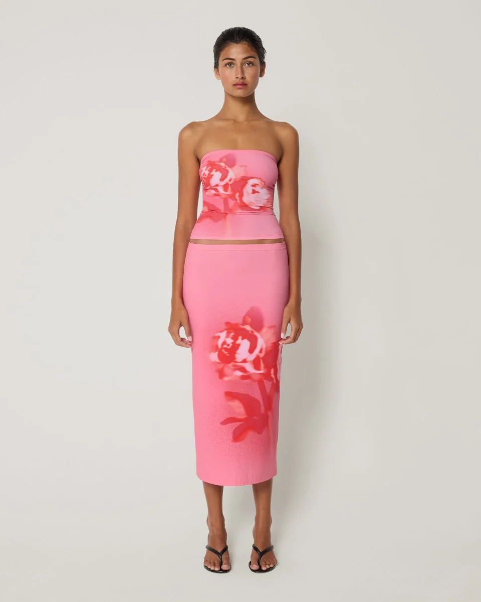 Smooth Stretch Midi Skirt | Pink Peony - Image 3