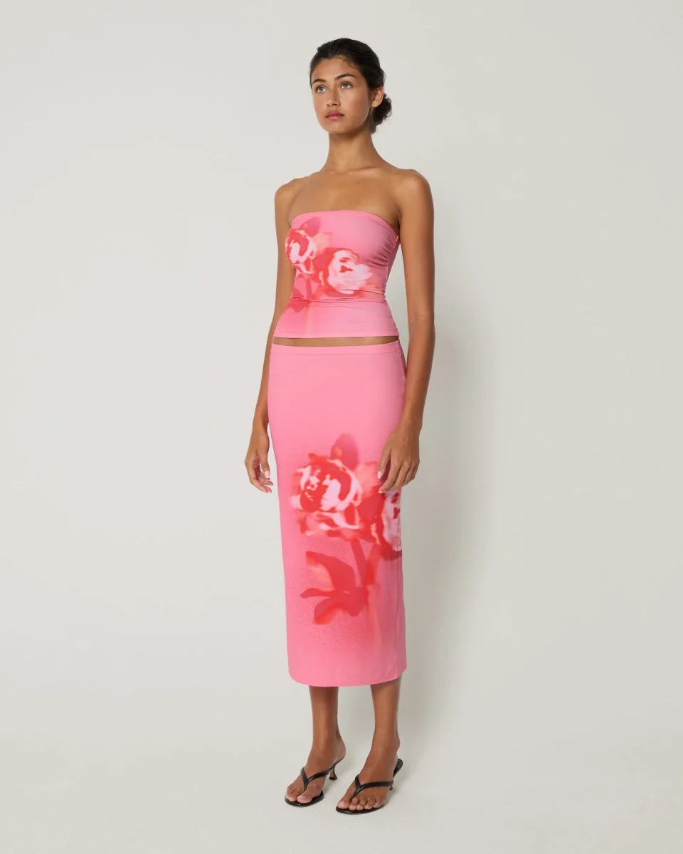 Smooth Stretch Midi Skirt | Pink Peony - Image 4