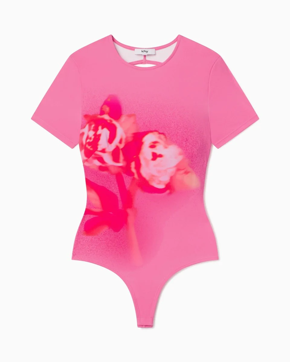 Smooth Stretch Open Back Bodysuit | Pink Peony - Image 2