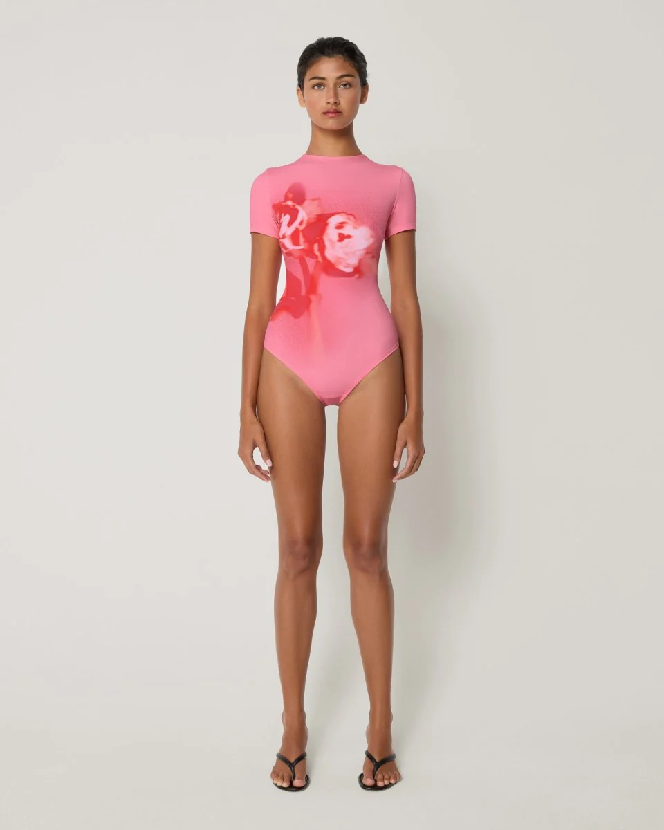 Smooth Stretch Open Back Bodysuit | Pink Peony - Image 3