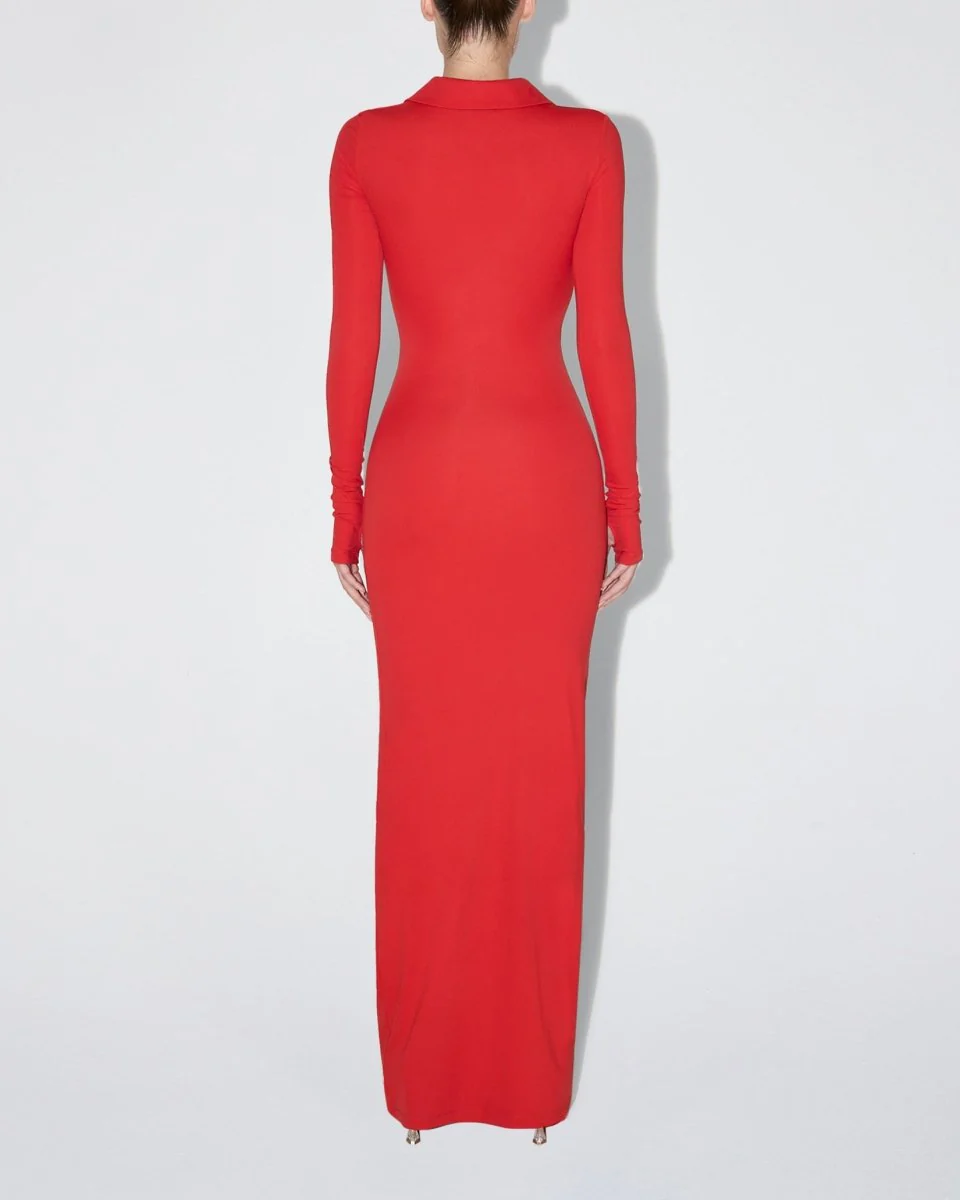 Smooth Stretch Ruched Maxi Dress | Cherry - Image 5