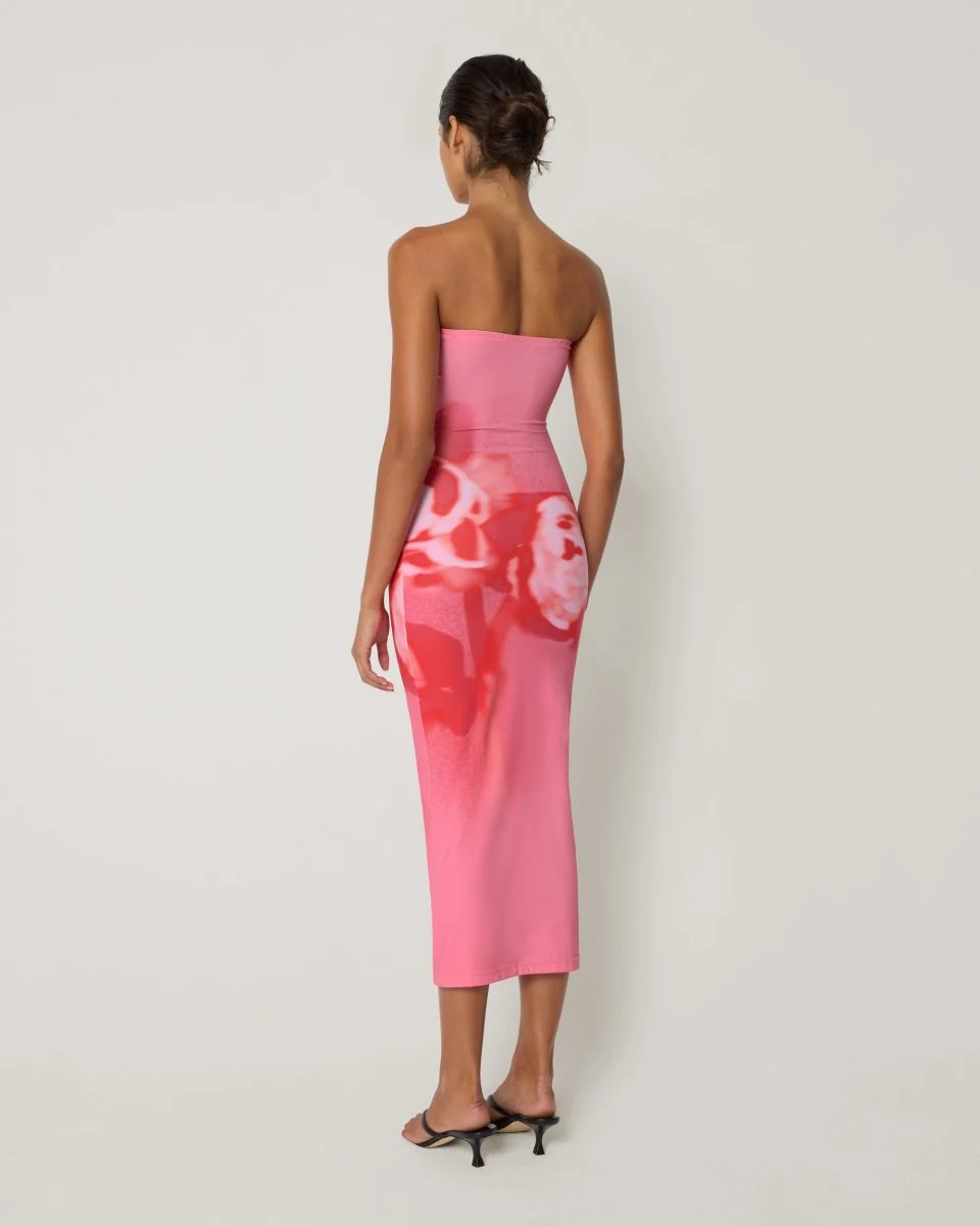 Smooth Stretch Strapless Midi Dress | Pink Peony - Image 5