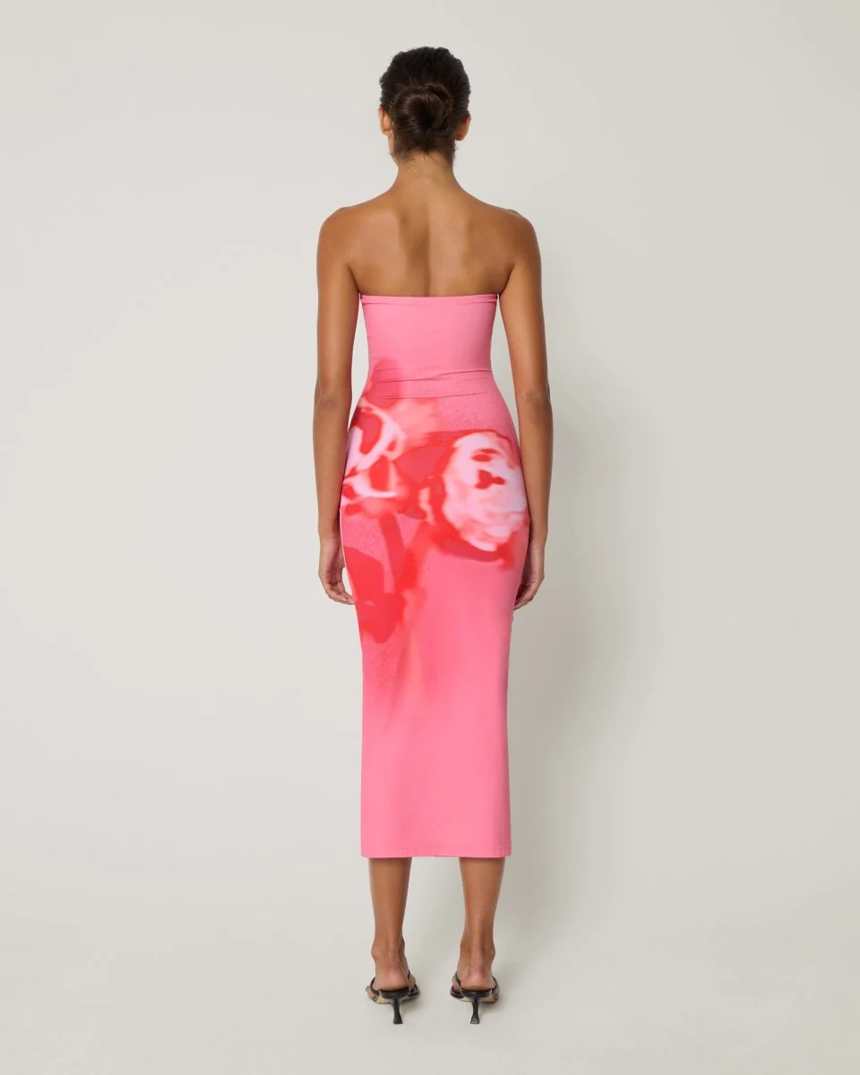 Smooth Stretch Strapless Midi Dress | Pink Peony - Image 6