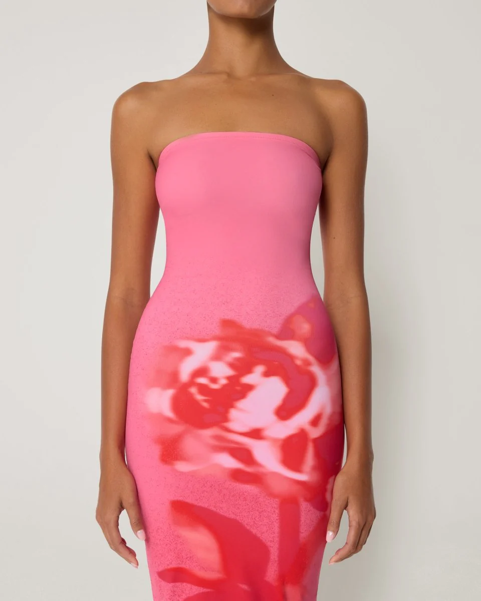 Smooth Stretch Strapless Midi Dress | Pink Peony - Image 7