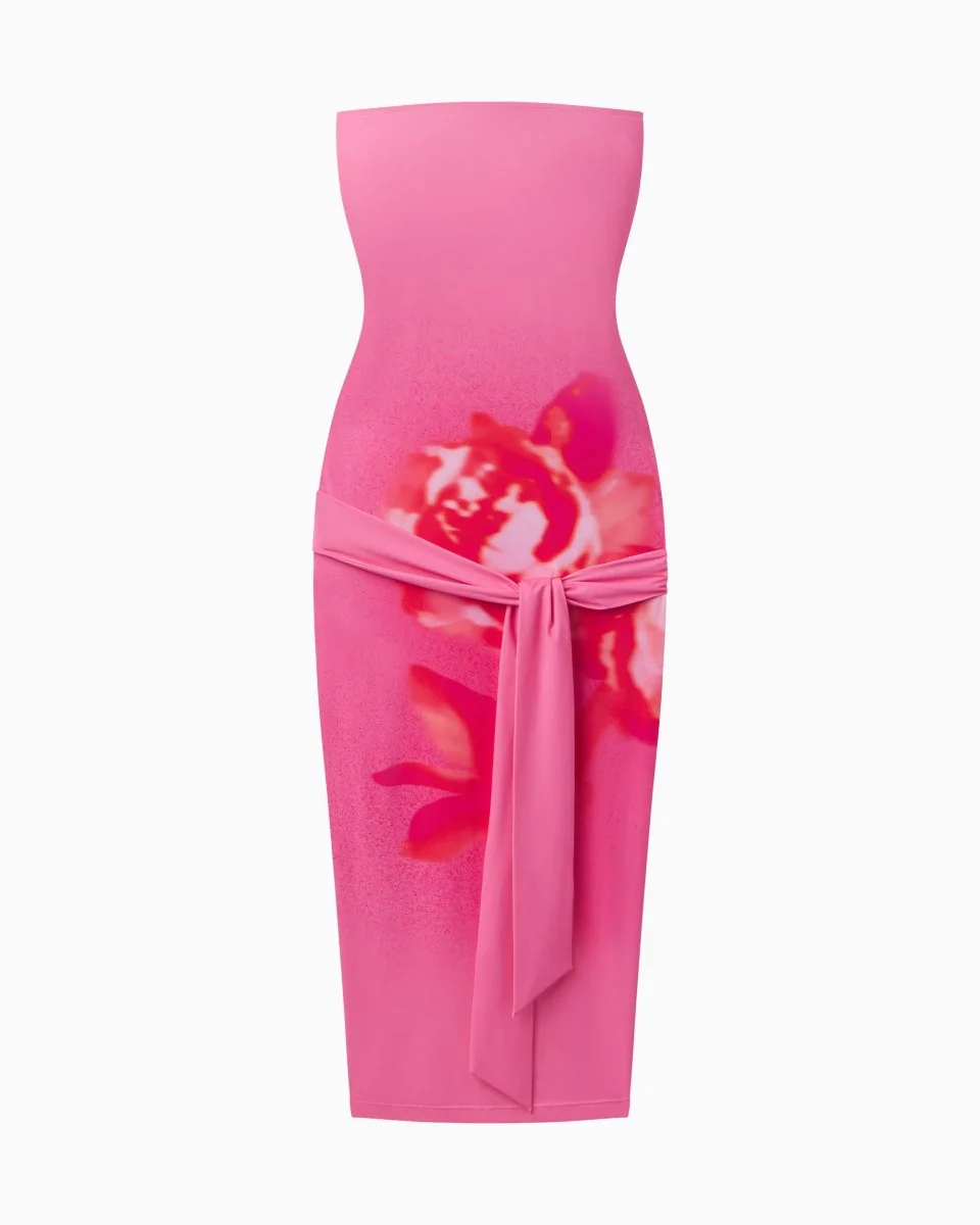 Smooth Stretch Strapless Midi Dress | Pink Peony - Image 9
