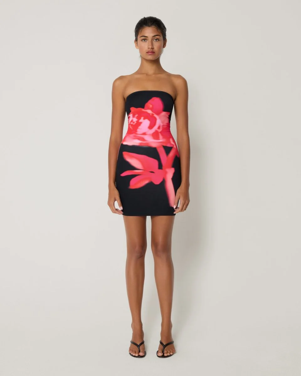 Smooth Stretch Strapless Mini Dress | Black Peony - Image 3