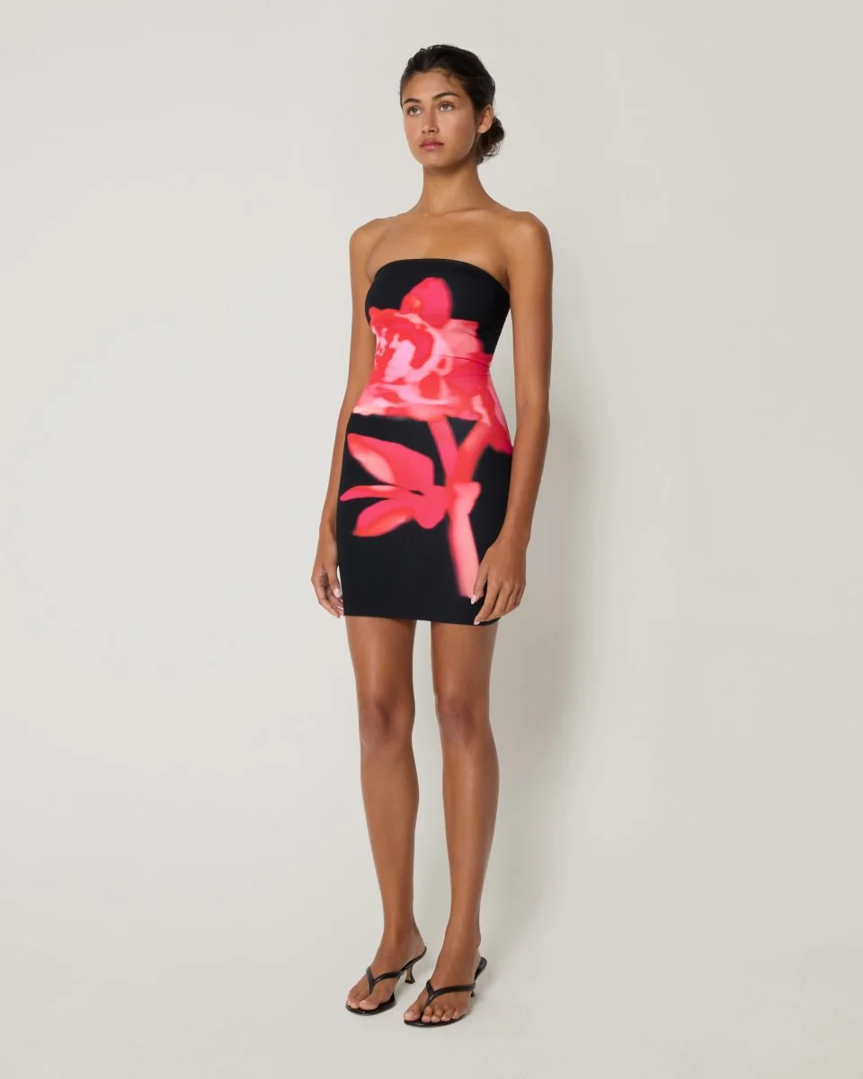 Smooth Stretch Strapless Mini Dress | Black Peony - Image 4