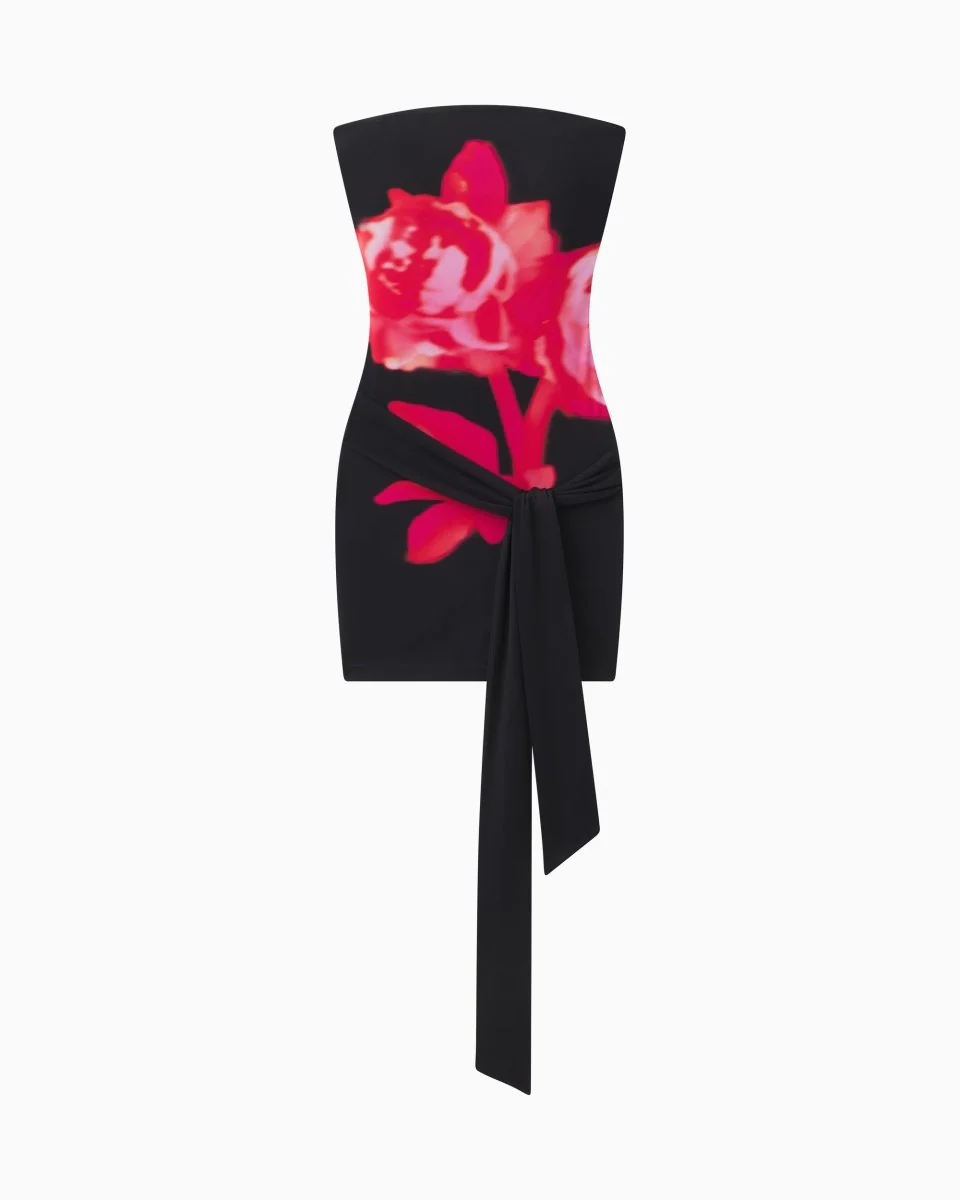 Smooth Stretch Strapless Mini Dress | Black Peony - Image 8