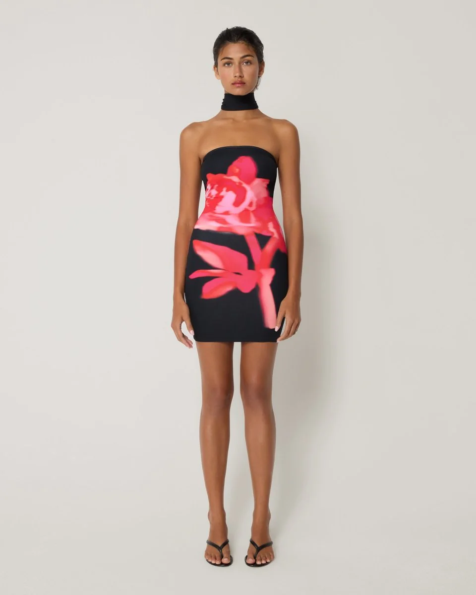 Smooth Stretch Strapless Mini Dress | Black Peony - Image 9