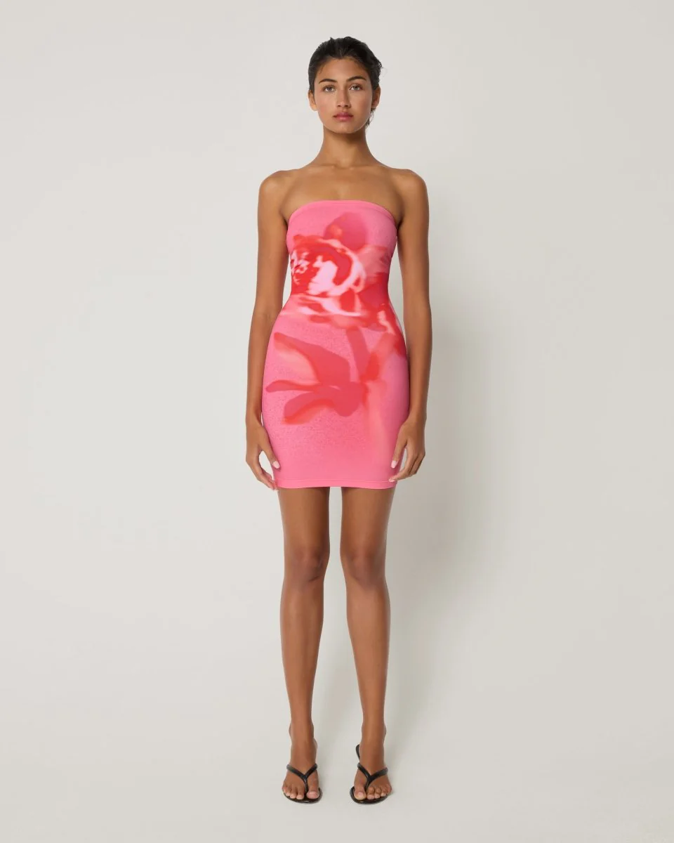 Smooth Stretch Strapless Mini Dress | Pink Peony - Image 3