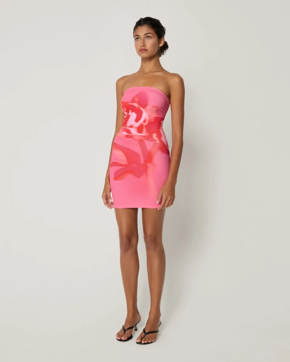 Smooth Stretch Strapless Mini Dress | Pink Peony - Image 4