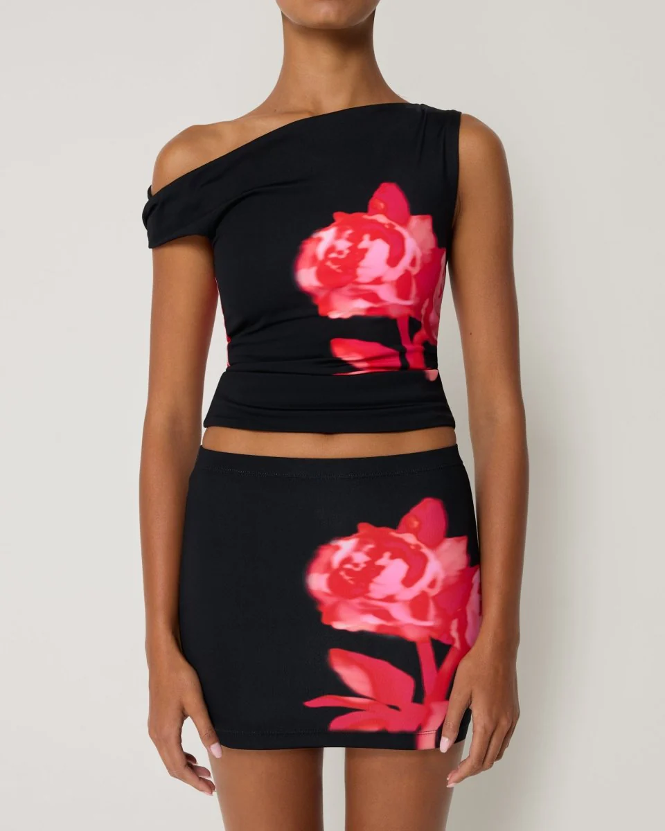 Smooth Stretch Ultra Mini Skirt | Black Peony - Image 7
