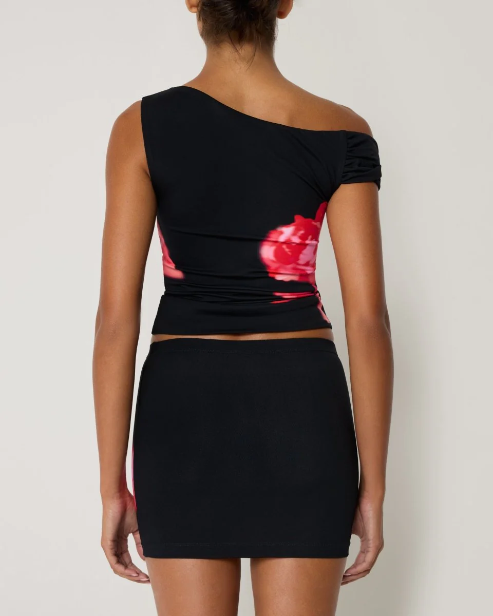 Smooth Stretch Ultra Mini Skirt | Black Peony - Image 8