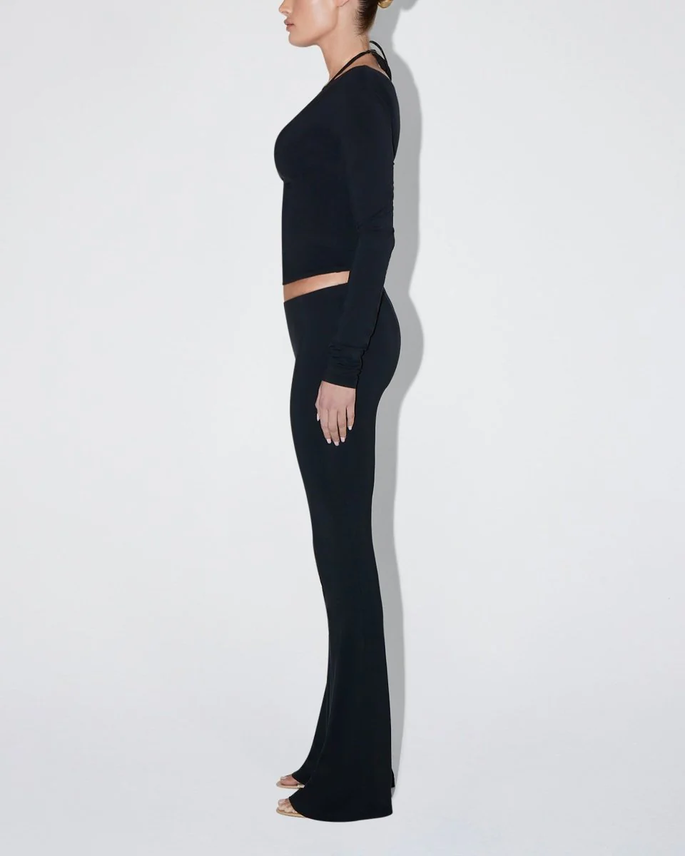 Soft Stretch Boat Neck Long Sleeve | Black - Image 4