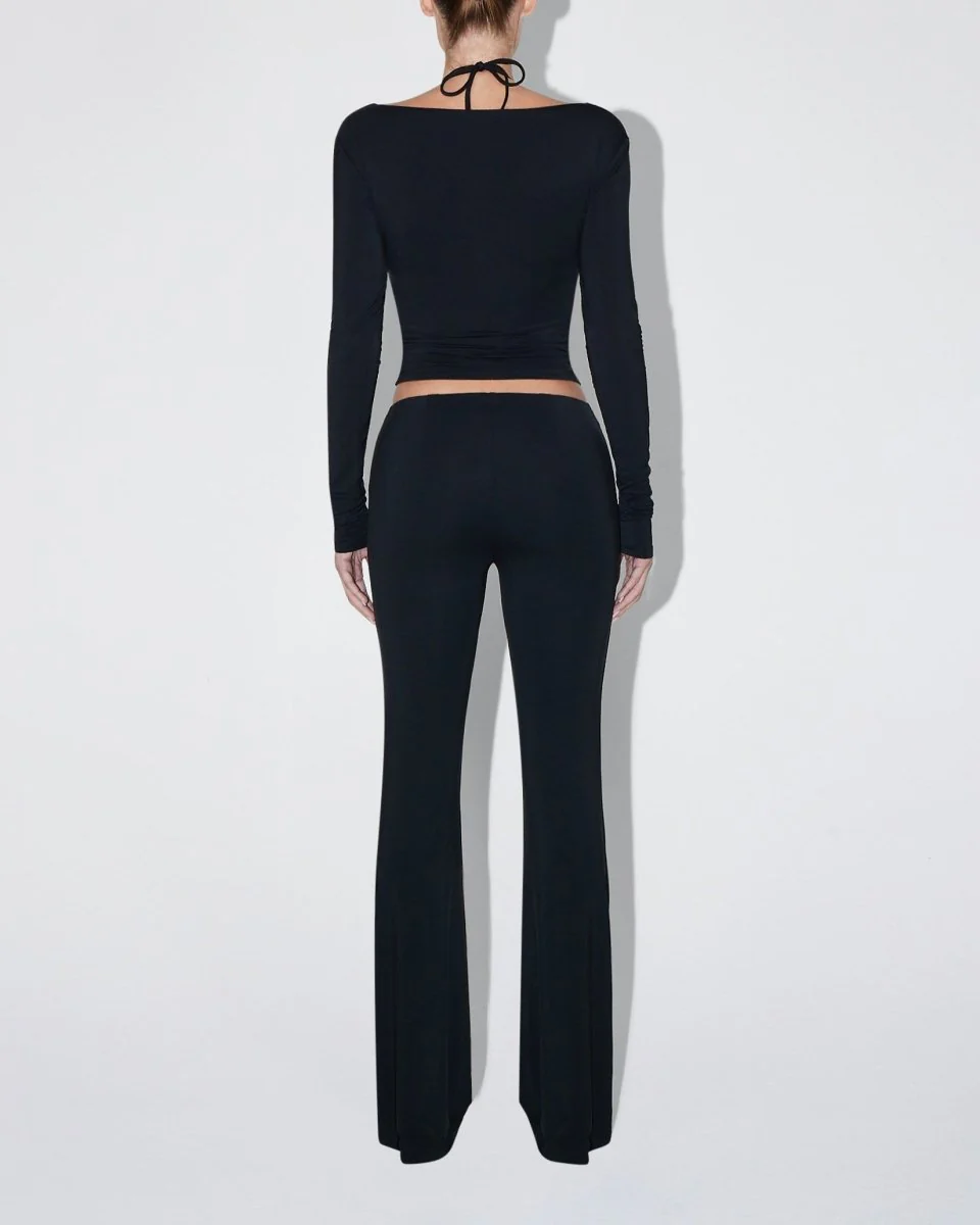 Soft Stretch Boat Neck Long Sleeve | Black - Image 5