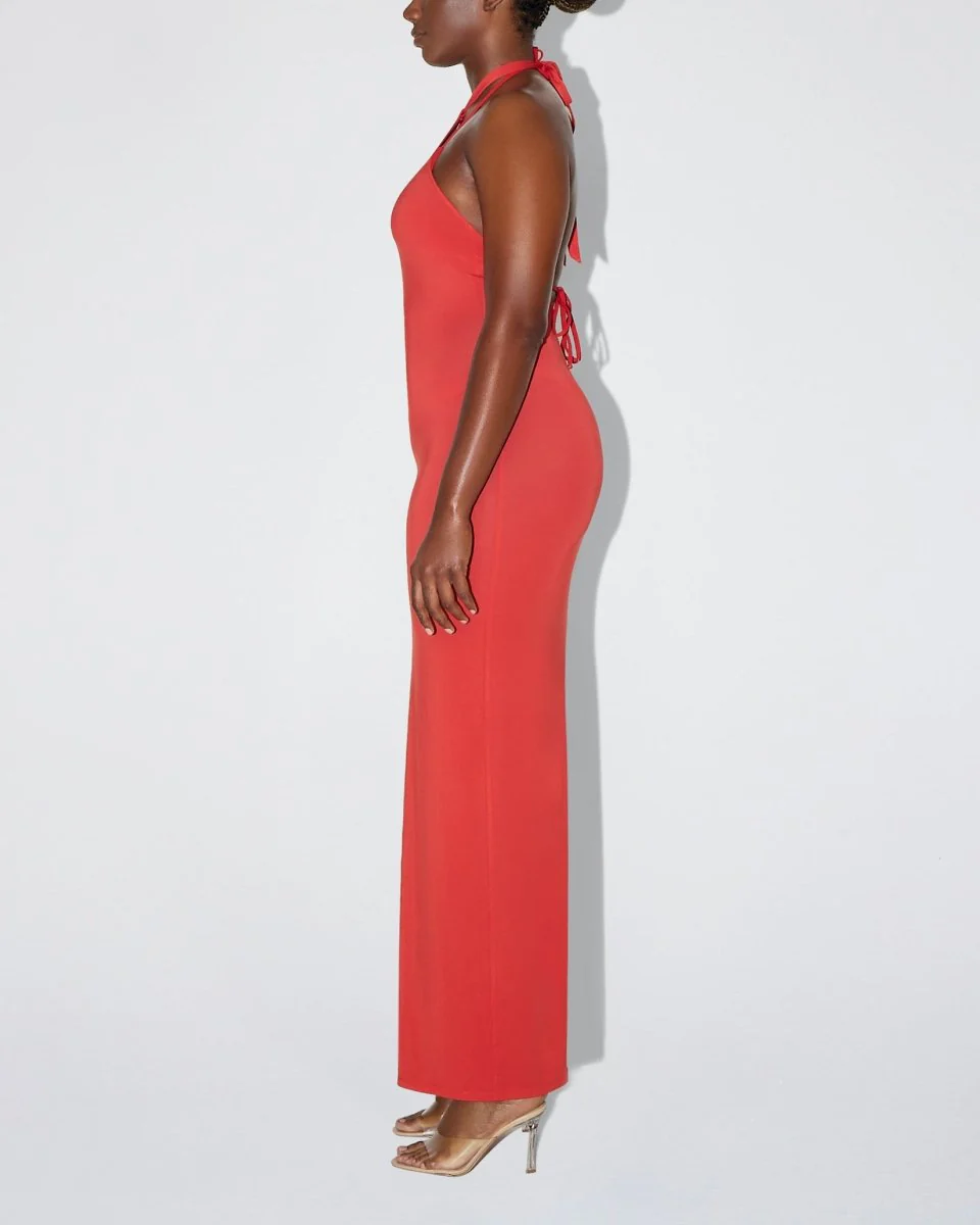 Soft Stretch Halter Maxi Dress | Cherry - Image 4