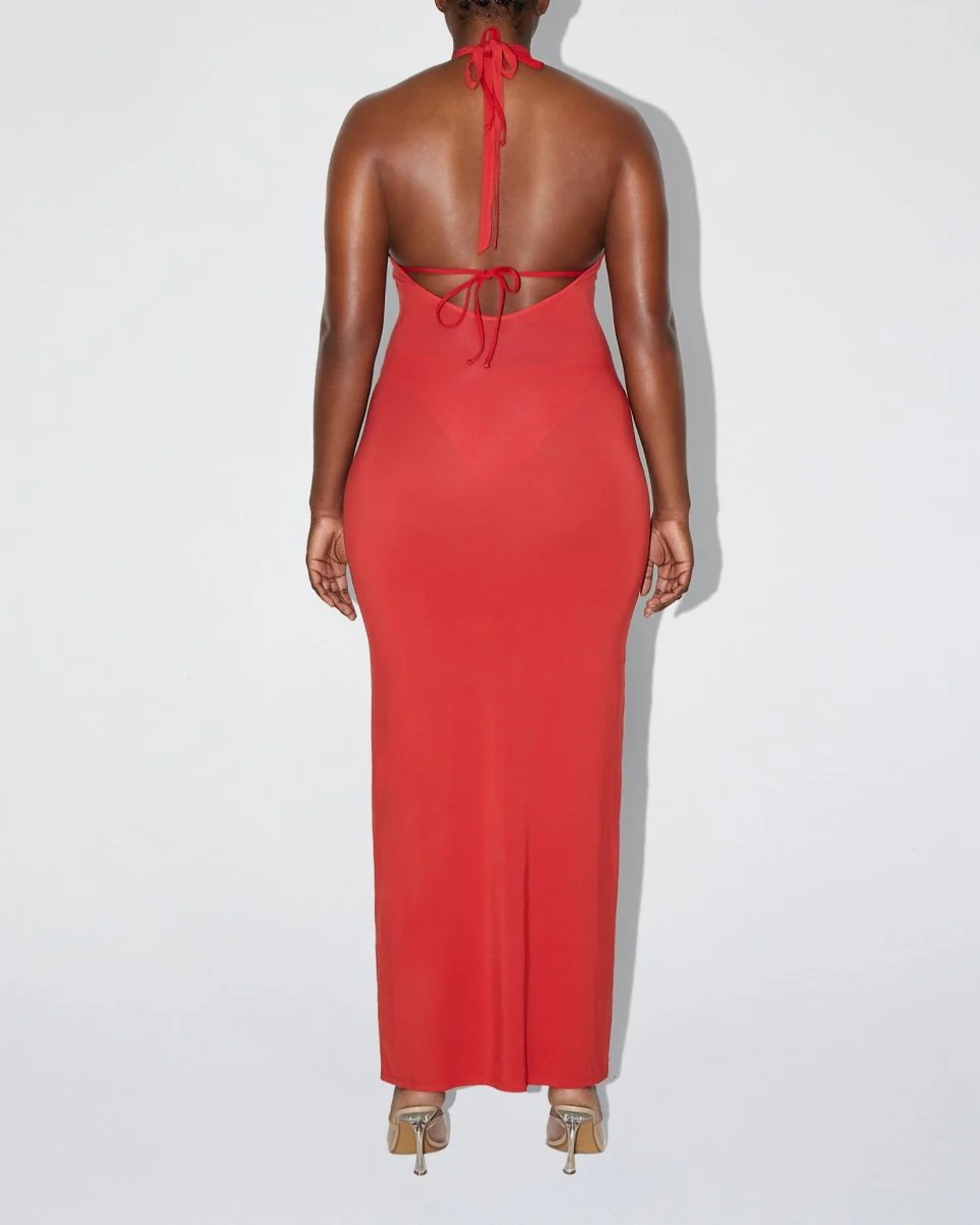 Soft Stretch Halter Maxi Dress | Cherry - Image 5