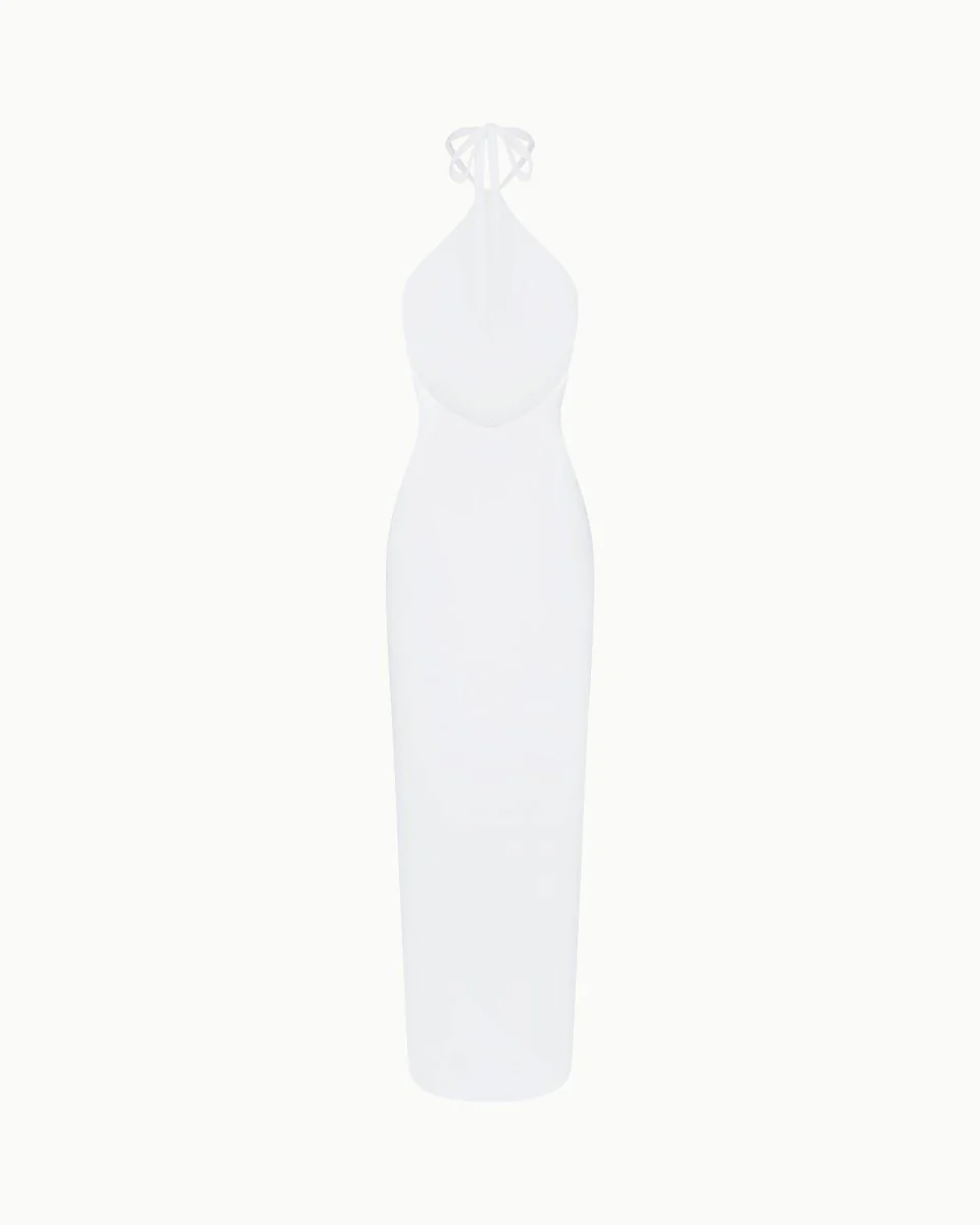 Soft Stretch Halter Maxi Dress | Pearl White - Image 6