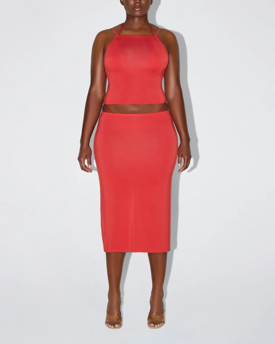 Soft Stretch High Neck Tank | Cherry - Image 3