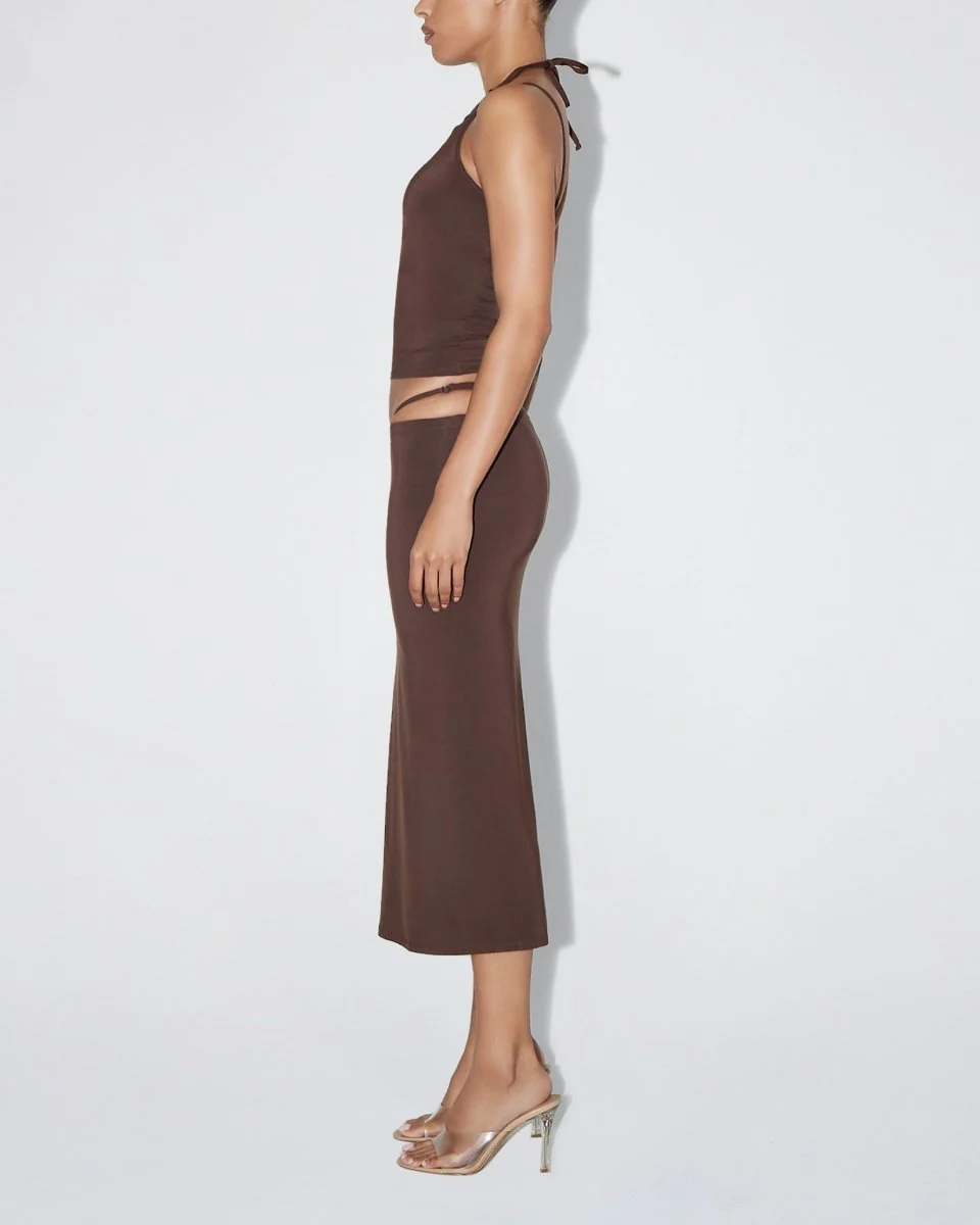 Soft Stretch High Neck Tank | Chocolate - Image 4