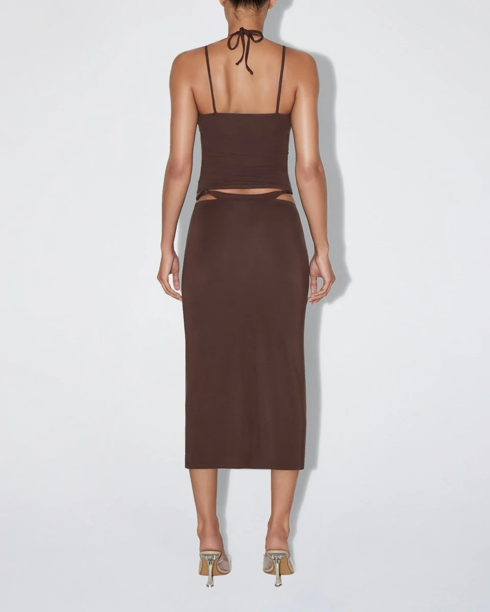 Soft Stretch High Neck Tank | Chocolate - Image 5