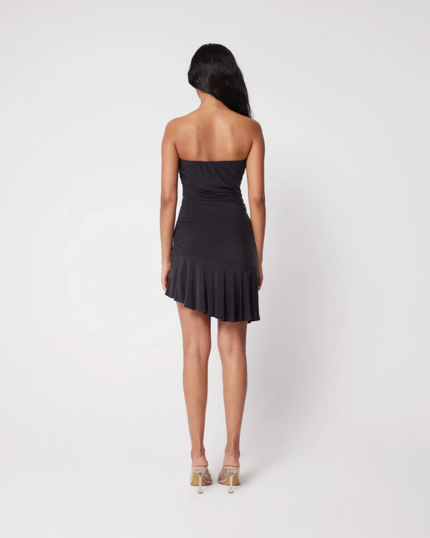 Strapless Ruched Dress | Black - Image 6