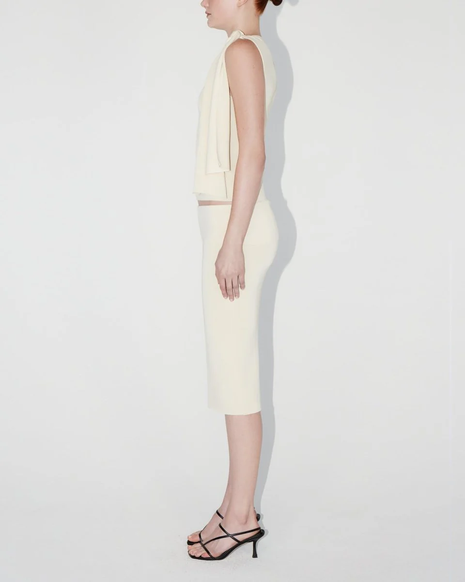 Sueded Stretch Cutout Skirt | Stone - Image 4