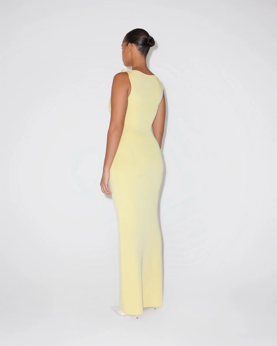 Sueded Stretch Knotted Maxi Dress | Butter Yellow - Image 5